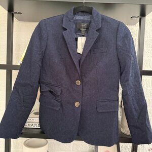 NWT J.Crew Navy Schoolboy Jacquard Textured Blazer 2P